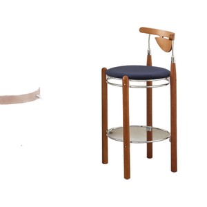 Nordic Style Bar <b>Stool</b> Wood Frame Sapphire Blue Seat Stable Design For Kitchen Counter - Product Image 5