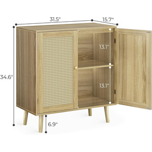 <span class=keywords><strong>Buffet</strong></span> avec portes décorées en rotin, meuble <span class=keywords><strong>de</strong></span> rangement, <span class=keywords><strong>buffet</strong></span> avec pieds en bois <span class=keywords><strong>pour</strong></span> <span class=keywords><strong>salle</strong></span> à <span class=keywords><strong>manger</strong></span> - Product Image 5