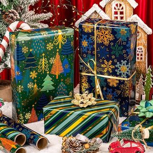 Shimmering Christmas dark green Christmas tree snowflake <b>pattern</b> aluminum-coated <b>paper</b> wrapping <b>paper</b> - Product Image 1