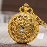 Montre de poche à quartz en film de cuivre pour homme antique avec gravure en toile d'araignée à chaîne et style commémoratif de la série nostalgique