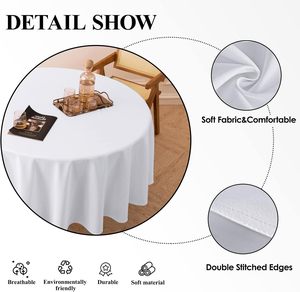 Tienda de fábrica, cubierta de mesa de poliéster lavable de 120 pulgadas, mantel redondo decorativo para boda, fiesta, comedor, banquete - Product Image 5