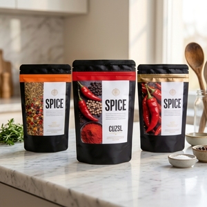 Sachets d'emballage personnalisés en aluminium mat imprimé pour piments secs, ail, curcuma, <span class=keywords><strong>cannelle</strong></span>, poudre d'épices et lait, 50g 100g - Product Image 4