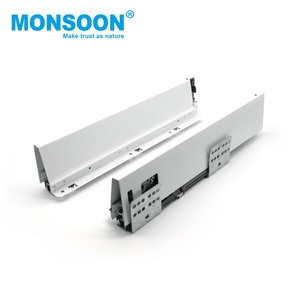 Glissières de tiroir modernes à double paroi en métal pour meubles de cuisine, système de tiroirs blanc à fermeture douce Multbox-High - Product Image 1