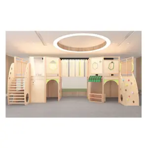 Wholesale Personalized Family Home Playground Wooden Playground Double Slide Playground Wooden Play Set Timber Play Equipment