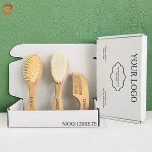 Nuevo Set de 3 Piezas 2025 para Bebés, Cepillo y Peine para Cabello de Madera Súper Suave, con Logotipo Personalizado para <span class=keywords><strong>Recién</strong></span> <span class=keywords><strong>Nacidos</strong></span> - Product Image 1