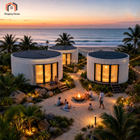 Maison Modulaire Préfabriquée Moderne de Luxe Résistante aux Ouragans avec Panneau Solaire, Petite Maison Ronde Préfabriquée pour Hôtel de Vacances