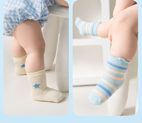 Chaussettes courtes pour garçons, douces, imprimées de dessins animés, antibactériennes, jacquard, à rayures étoilées, fines, printemps-été pour bébés