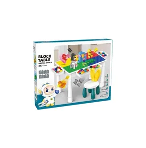 Hoge Kwaliteit Veiligheid Plastic Diy Build Block Dier Wereld Grote Rechthoekige Kinderen Speelgoed Bouwsteen Studietabel