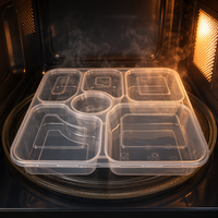 Plateau alimentaire multi-compartiments avec couvercle, en PP transparent, boîte jetable à 6 sections, sans BPA, compatible micro-ondes, pour plateaux de collations et bento