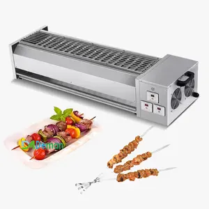 smokeless electric barbecue grill commercial stainless steel kebab oven smoke-free meat skewers grill machine