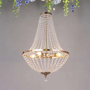 Lampe suspendue personnalisée pour hall de mariage décorations d'hôtel lustre en perles de cristal pour hall d'entrée - Product Image 1