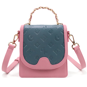 Men PU <b>Leather</b> Crossbody <b>Bag</b> Color Block <b>Small</b> Messenger <b>Bag</b> Mini Shoulder <b>Bag</b> With Chain Handle Adjustable Strap - Product Image 1