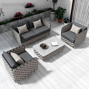 आधुनिक फैक्टरी सस्ती रस्सी बुनाई आउटडोर लाउंज गार्डन फर्नीचर एल्यूमिनियम सोफा सेट - Product Image 6