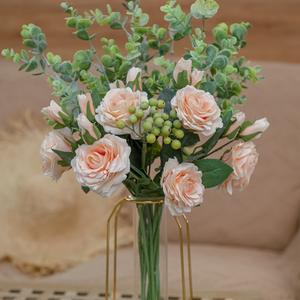 Rosas artificiales con hojas de eucalipto, ramo de flores para decoración del hogar, boda, 9 cabezas, estilo Ins, E-L014, nuevo estilo, <span class=keywords><strong>2022</strong></span> - Product Image 4