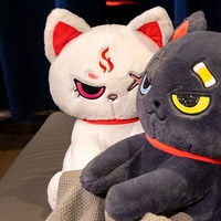 Nouveauté, poupée en peluche chat pirate foncé dessin animé, animal en peluche mignon, jouet décoration de la maison Kawaii drôle Peluche chat pirate