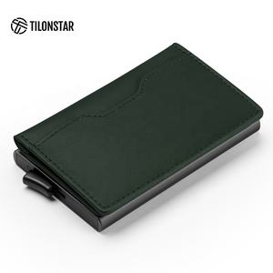 TILONSTAR TVC109 Porte-cartes de crédit en métal avec poche frontale en cuir Portefeuille RFID antivol Portefeuille automatique Pop Up - Product Image 3