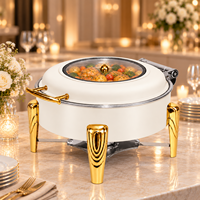 Matériel de restauration : Réchauds de buffet, chauffe-plats en acier inoxydable blanc et or, Réchaud de luxe royal