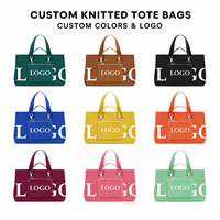 Sac fourre-tout tendance en jacquard pour femme, avec logo personnalisé, pour la plage, le quotidien, la gym et les courses, sac à bandoulière portable en tricot