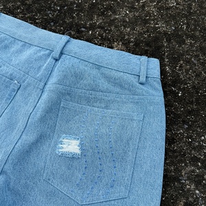 Custom Embroidery <b>Patch</b> Crystal logo Design Denim Jorts <b>Shorts</b> for <b>Men</b> Summer Wear High Quality Blue Denim Jeans <b>Shorts</b> <b>Men</b> - Product Image 5