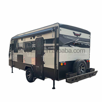 Roulotte de voyage moderne en aluminium, 16 pieds, à essieu unique, avec salle de bain, cuisine et table à manger, équipement complet