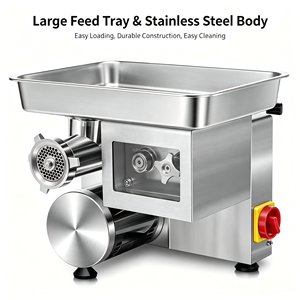 Commercial Stainless Steel Meat Mincer Electric Grinder Large Feed Tray Adjustable Texture Single Phase for Restaurant Use - Product Image 1