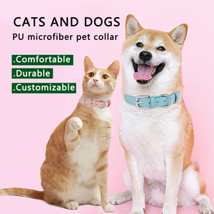 <span class=keywords><strong>Collar</strong></span> de perro de cuero <span class=keywords><strong>PU</strong></span> de lujo personalizado conjunto de correa de alta calidad amarillo suave ajustable logotipo personalizado - Product Image 6