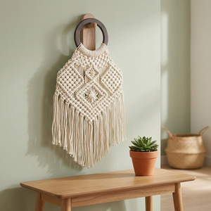 Sac de yoga en tricot fait main de style nouveau avec fermeture à cordon de style bohème, taille et couleur personnalisées, 100% coton pour usage domestique - Product Image 3