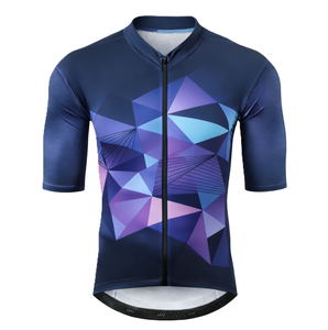 Maillot de cyclisme unisexe réfléchissant à manches courtes avec imprimé géométrique, confortable, respirant et à séchage rapide pour la conduite nocturne - Product Image 2