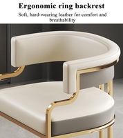 Chaise baignoire moderne en cuir Fauteuil rembourré avec pieds en métal doré Accent Fauteuil canapé simple pour salon salle à manger