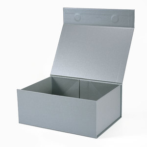 Boîte cadeau pliante rigide en carton argenté avec couvercle magnétique pour panier cadeau – Vente en gros - Product Image 2