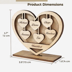 Personal isierte Zeichen Schlafzimmer Dekor Holzwand Holz Herzform Stammbaum Dekor Custom ized Holz Handwerk Wandbehang Dekoration - Product Image 4