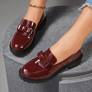Alta calidad PU cuero estilo coreano vestido <span class=keywords><strong>de</strong></span> negocios Casual Slip-On Flats peso ligero otoño temporada estampado moda tendencia mocasines - Product Image 2