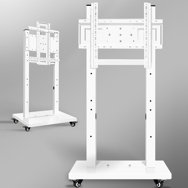 Modern Rolling Height Adjustable Portable Mobile TV Trolley Cart Support Vertical Screen Pedestal Stand with Wheels Rotate