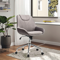 Chaise de bureau moderne en velours gris, ergonomique, pivotante, rembourrée, réglable en hauteur, avec roulettes