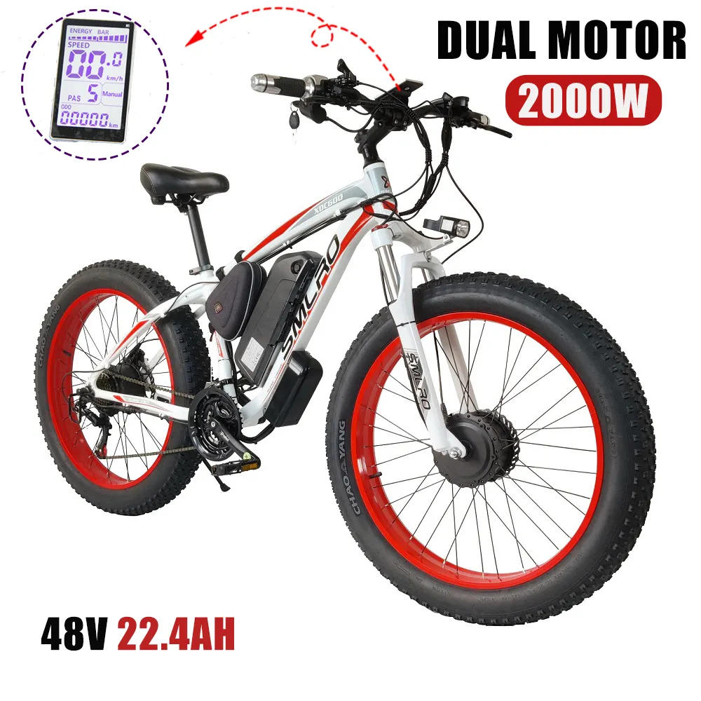 Vélo électrique à moteur 48V, 1000W, 2000W, batterie au lithium de 22,4 Ah, 16Ah