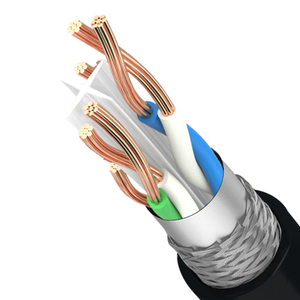 สายเคเบิลอีเธอร์เน็ตแบบมีฉนวนป้องกัน Cat5E SFTP จากโรงงาน OEM ขนาด 24/26AWG ความเร็ว 100Mbps หัวต่อ RJ45 สายแลนเน็ตเวิร์ก ทองแดงแท้ หุ้มด้วย PVC ความยาวตามสั่ง - Product Image 2