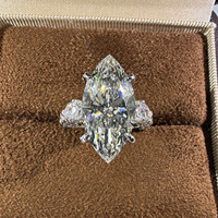 Bague de fiançailles statement en or 10K 14K 18K ou platine PT950 avec diamant de laboratoire taille marquise 7 carats VVS2, double halo pavé, personnalisable 3 5 7 carats