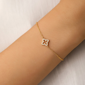 กำไลข้อมือเงินแท้ 925 ลายโคลเวอร์สุดฮิต ขายดี นำโชค - Product Image 4