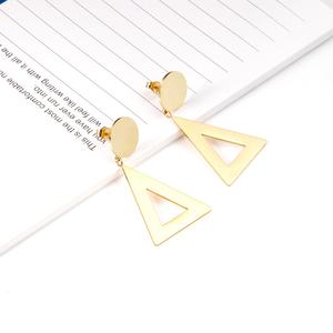 Pendientes de Moda con Patrón Geométrico, Combinación de Chapado en Oro de 18K y Acero Inoxidable, Pendientes Colgantes para Mujer - Product Image 5