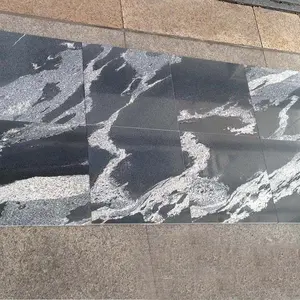 Giá Rẻ Máy Bay Phản Lực Sương Đen Đá Granite Với Trắng Tĩnh Mạch Tấm & Gạch