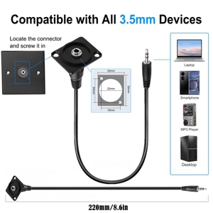 Adattatore Audio TRS da 3,5mm <span class=keywords><strong>per</strong></span> Montaggio a Pannello, Cavo Audio Corto Maschio-Femmina da 3,5mm con <span class=keywords><strong>Presa</strong></span> <span class=keywords><strong>per</strong></span> <span class=keywords><strong>Cuffie</strong></span> Stereo TRS da 1/8 - Product Image 2
