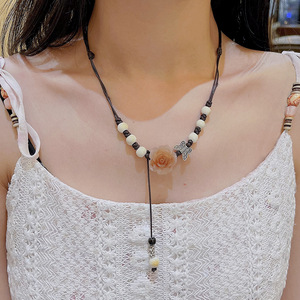 Collar de Rosas Tejidas, No se Destiñe, para Mujer, Verano 2026, Nuevo Estilo <span class=keywords><strong>Chino</strong></span>, Accesorios, <span class=keywords><strong>Cadena</strong></span> de Clavícula de Alta Calidad - Product Image 2