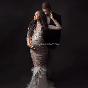 Novance Y1521 nouvel an fournitures de fête 2025 cristal diamant <span class=keywords><strong>grossesse</strong></span> robe de soirée <span class=keywords><strong>luxe</strong></span> robe de maternité pour Photoshoot - Product Image 1