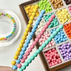 Multicoloured 4/6/8mm Acrylic Colorful Hole <strong>Beads</strong> Round <strong>Beads</strong> <strong>Plastic</strong> Loose Bracelet Accessories - Product Image 3