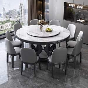 Lastra di roccia tavolo da pranzo in legno massello tavolo rotondo moderno minimalista piccolo appartamento giradischi casa tavolo da pranzo - Product Image 1