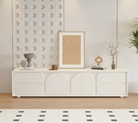 Meuble TV Crème Écologique au Design Simple et Moderne, Minimaliste, sur Pied, en Panneau Artificiel pour Salon et Chambre