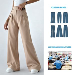 Pantalons droits pour femmes, coupe ajustée, taille personnalisée, couleur du tissu, service ODM, vêtements de travail de bureau, <span class=keywords><strong>pantalon</strong></span> <span class=keywords><strong>ample</strong></span> - Product Image 1
