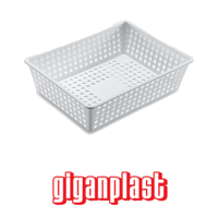 Panier rectangulaire perforé empilable 50 × 34 × 11 h cm, sans couvercle Giganplast