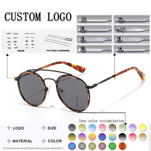 Gafas de sol redondas con montura completa, lentes verdes, protección UV400, estilo retro unisex para adultos - Product Image 2