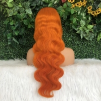 Aurasilva Perruque Lace Front HD Transparente 13x4, 24 Pouces, Ondulée, Orange Vif, 100% Cheveux Humains Chinois, Sans Colle, Pré-Pluckée, Densité 150%
